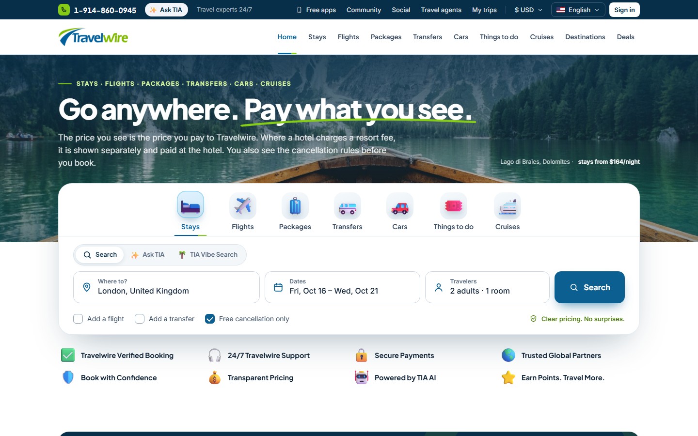 Clear prices on the new Travelwire
